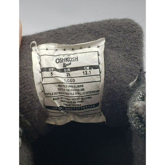 OshKosh TLC-G velvet lug boot Bootie, Toddler Girl's Size 5, Grey, Side Zip - Picture 9 of 9